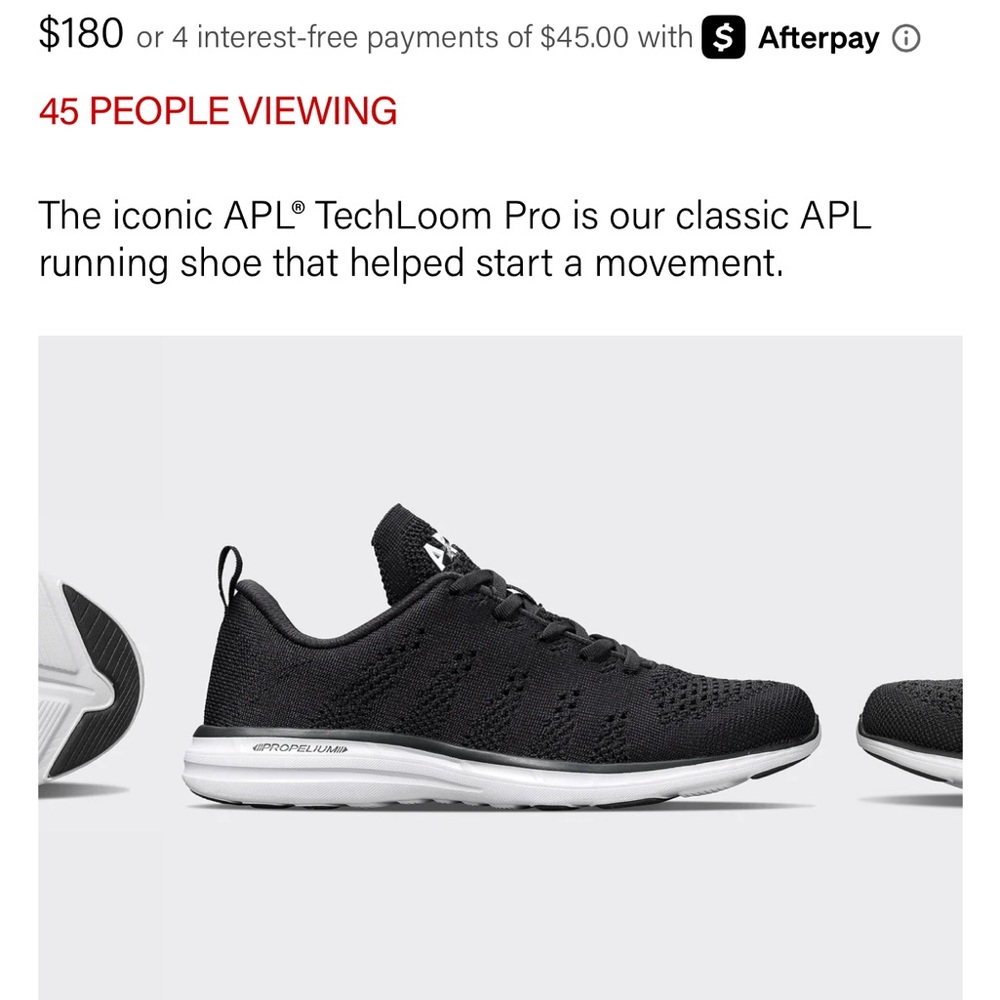 APL TechLoom Pro Black Running Shoes 7.5 women’s